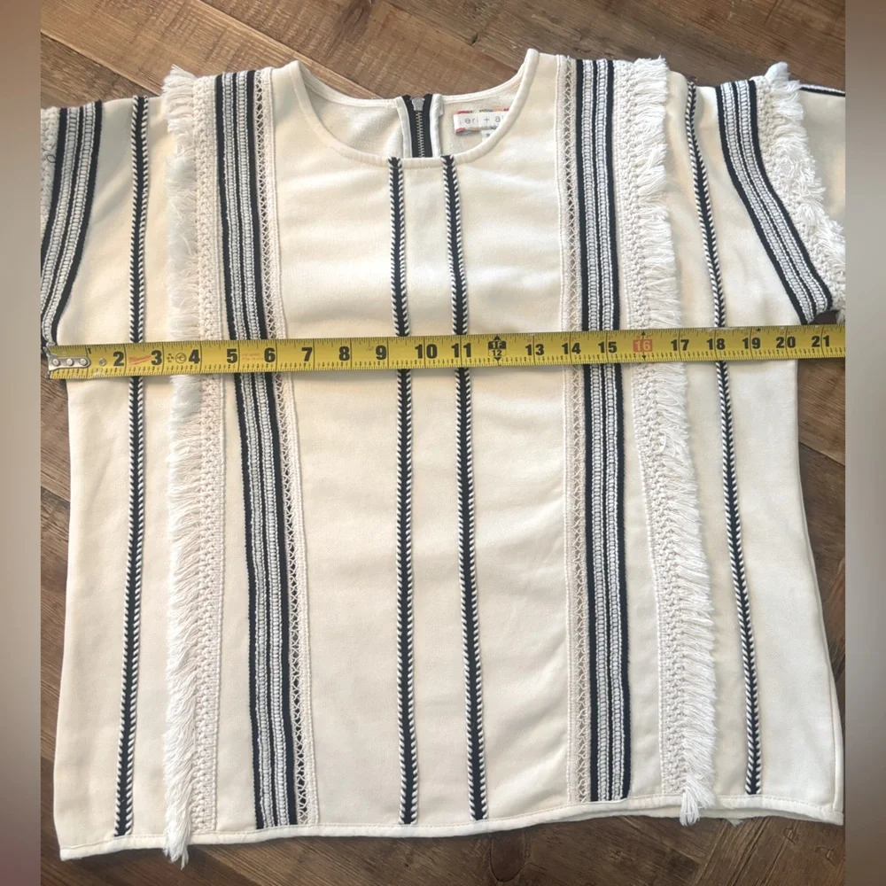 Eri + Ali Anthropologie Striped Top. Women’s Sz-S Black Cream Textured EUC